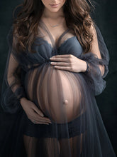 Load image into Gallery viewer, Simple Mesh Long Sleeve Underwear Photo Maternity Dress
