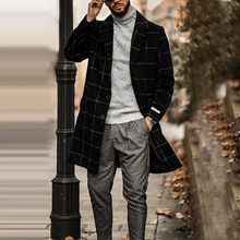 Load image into Gallery viewer, Classic Plaid Lapel Long Sleeve Coat
