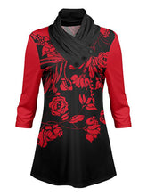 Load image into Gallery viewer, Fashion Printed High Neck Long Sleeve Ladies Blouse
