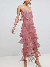 Load image into Gallery viewer, Women's Long Fashion Solid Color Fringed Dress
