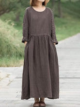 Load image into Gallery viewer, Drawstring Long Sleeve Casual Dress
