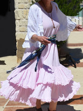 Load image into Gallery viewer, Pink Sleeveless Solid Cotton-Blend Dresses
