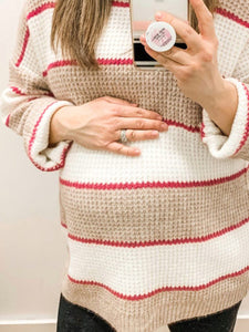 Autumn and Winter Loose and Comfortable Striped Sweater for Pregnant Women