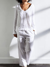 Load image into Gallery viewer, Casual Solid Color Cotton and Linen Ladies Suit
