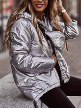 Load image into Gallery viewer, Fashion Silver Hooded Cotton Jacket
