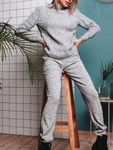 Load image into Gallery viewer, Autumn and Winter Fashion Knitted Sweater and Elastic Pants Solid Color Suit
