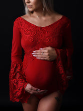 Load image into Gallery viewer, Lace Trumpet Long Sleeve Maternity Bodysuits
