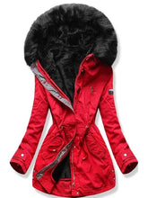 Load image into Gallery viewer, Hooded Fur Red Women's Coats
