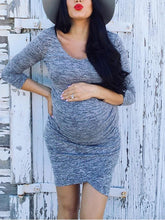 Load image into Gallery viewer, Maternity Casual Round Neck Long Sleeve Bodycon Dress
