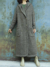 Load image into Gallery viewer, Grey Single-Breasted Hooded Women's Coats
