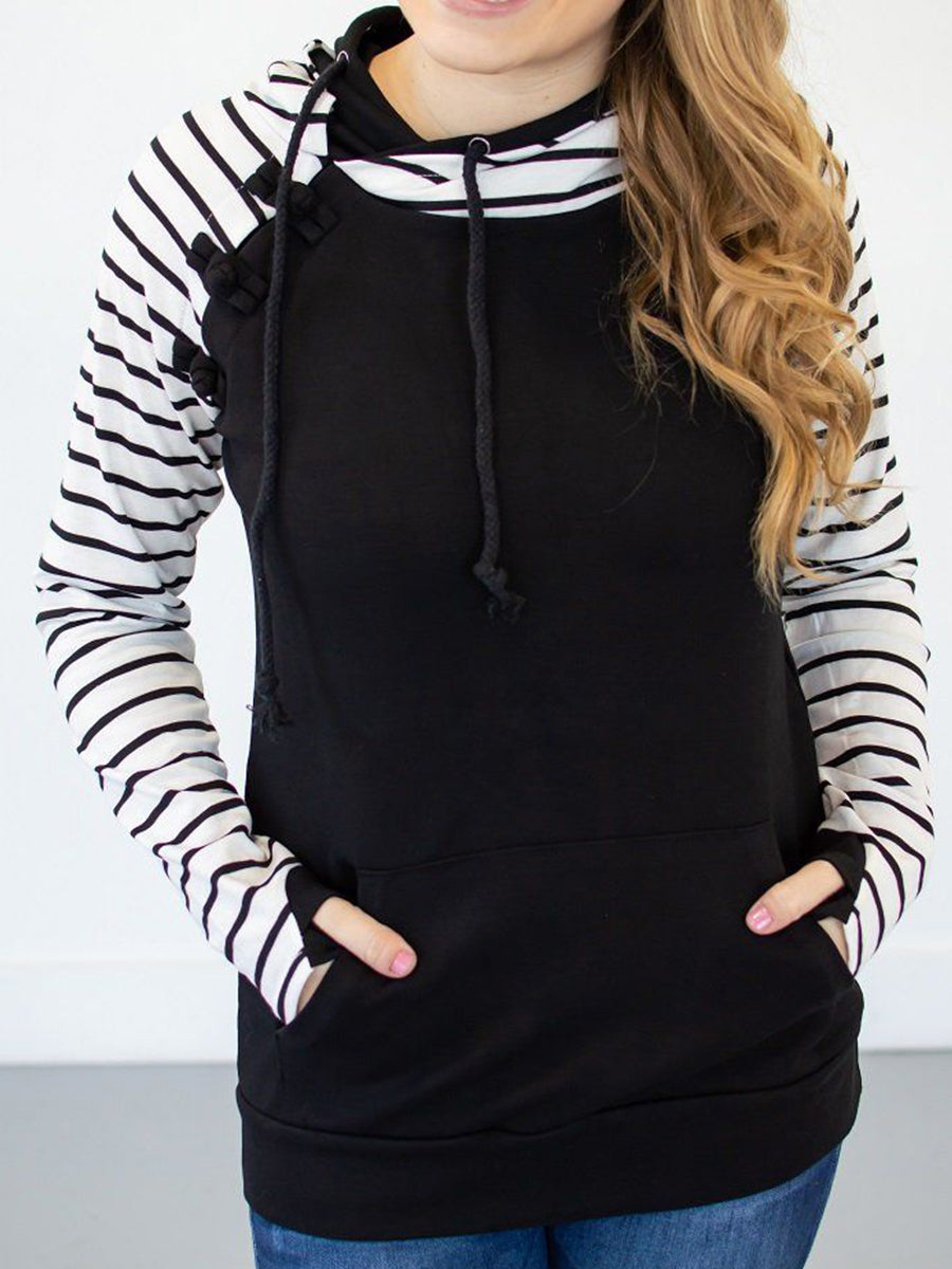 Autumn and Winter Casual Fashion Striped Hoodie