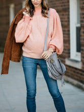 Load image into Gallery viewer, Half High Neck Puff Sleeve Maternity Tops
