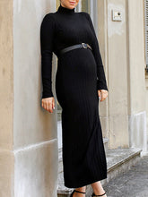 Load image into Gallery viewer, Maternity Comfortable Slim High Neck Long Sleeve Waist Dress
