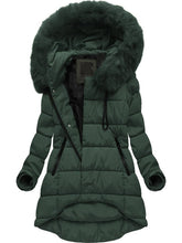 Load image into Gallery viewer, Green Hooded Zipper Women's Coats

