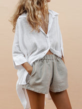 Load image into Gallery viewer, Cotton and Linen Shirt Casual Shorts Suit
