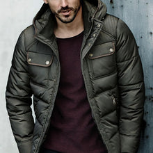 Load image into Gallery viewer, Men's Solid Color Hooded Warm Jacket

