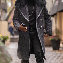 Load image into Gallery viewer, Grey Lapel Thick Fur Collar Men's Coats
