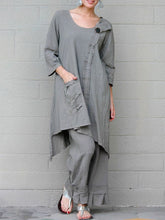 Load image into Gallery viewer, Cotton And Linen Long Round Neck Women's Suits
