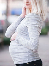 Load image into Gallery viewer, Gray Off-Shoulder Maternity Tops

