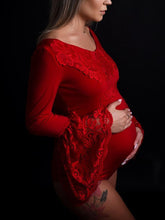 Load image into Gallery viewer, Lace Trumpet Long Sleeve Maternity Bodysuits
