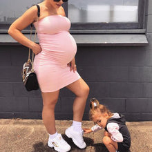 Load image into Gallery viewer, Solid Color Slim Chest Wrap Maternity Dress
