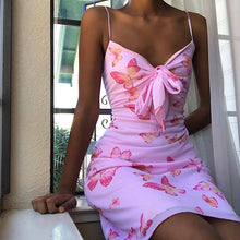 Load image into Gallery viewer, Women's Sexy Print Knotted Suspender Dress
