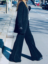 Load image into Gallery viewer, Cardigan and Wide-leg Pants Solid Color Suit
