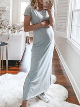 Load image into Gallery viewer, Cotton Short Sleeve Long Maternity Dress
