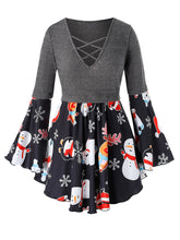 Load image into Gallery viewer, Christmas Snowman Elk Print Women's Top
