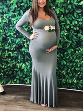 Load image into Gallery viewer, Fishtail Design U-Neck Long Maternity Dresses
