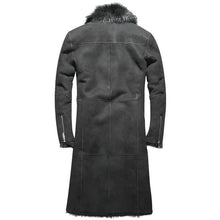 Load image into Gallery viewer, Black Long Mens Leather Jacket Winter
