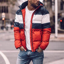 Load image into Gallery viewer, Plus Size Colorblock Stripes Hood Men's Coat
