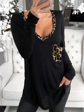 Load image into Gallery viewer, Casual Leopard Print Pocket T-Shirt Women's Tops
