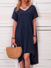 Load image into Gallery viewer, Women's Solid Color Irregular Hem Casual Midi Dress

