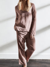 Load image into Gallery viewer, Casual Solid Color Cotton and Linen Ladies Suit
