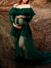Load image into Gallery viewer, Maternity Sexy One Shoulder Lace Photography Dress
