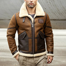Load image into Gallery viewer, Fleece Lapel Zipper Pilot Men's Coat
