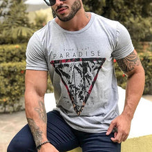 Load image into Gallery viewer, Men's Casual Trend Gray Printed Short Sleeve T-Shirt
