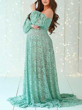 Load image into Gallery viewer, Maternity Sexy Lace Strapless Split Photography Dress
