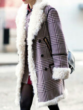 Load image into Gallery viewer, Fashion Lapel Plus Velvet Plaid Ladies Coat
