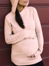 Load image into Gallery viewer, Loose and Comfortable Hooded Knitted Top for Pregnant Women
