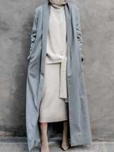 Load image into Gallery viewer, Blue Stand-Up Collar Super Long Women's Coats
