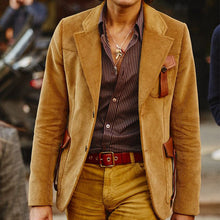 Load image into Gallery viewer, Fashion Casual Men&#39;s Corduroy Suit with Lapel Collar
