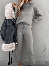 Load image into Gallery viewer, Fashionable Warm Stand-collar Top and Elastic Pants Solid Color Suit
