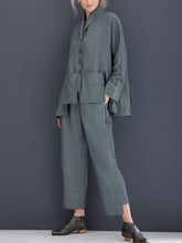 Load image into Gallery viewer, Cotton And Linen Lapel Pocket Women's Suits

