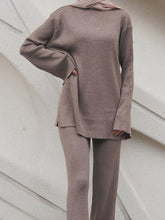 Load image into Gallery viewer, Fashionable and Comfortable Round Neck Top and Slim-fit Elastic Pants Solid Color Suit
