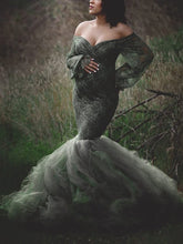 Load image into Gallery viewer, Tube Top Mesh Fishtail Maternity Dresses
