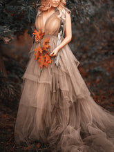 Load image into Gallery viewer, Maternity Sexy Green Tulle V-Neck Photography Dress
