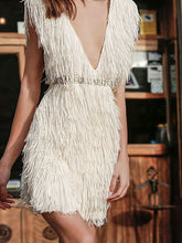 Load image into Gallery viewer, Women's V-Neck Belt With Tassels Dress
