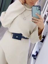 Load image into Gallery viewer, Autumn and Winter Fashion High Collar Irregular Hem Ladies Top and Wide Leg Pants Suit
